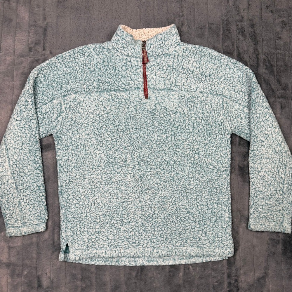 True Grit Mens Frosty Tipped Sherpa Fleece Quarter Zip Pullover Blue Medium